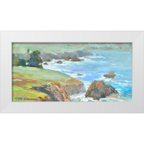 Ragged Cliffs White Modern Wood Framed Art Print by Stevens, Allayn