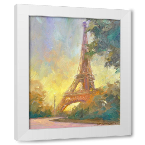 Eiffile Tower White Modern Wood Framed Art Print by Stevens, Allayn