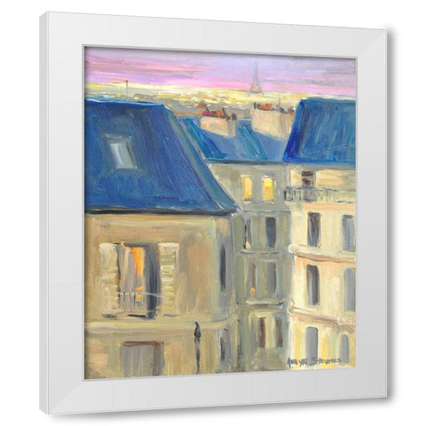 Parisian Roofs White Modern Wood Framed Art Print by Stevens, Allayn