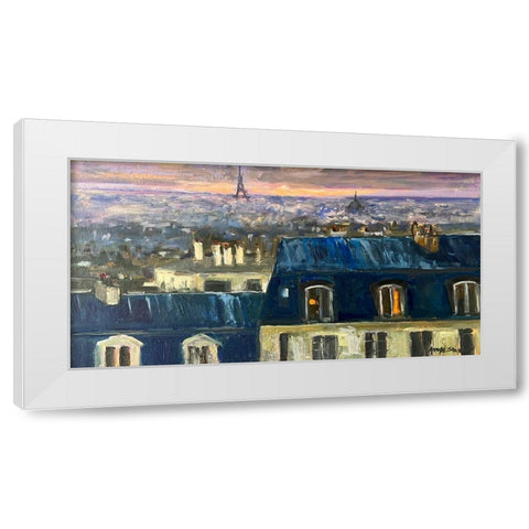 Paris Roofs White Modern Wood Framed Art Print by Stevens, Allayn
