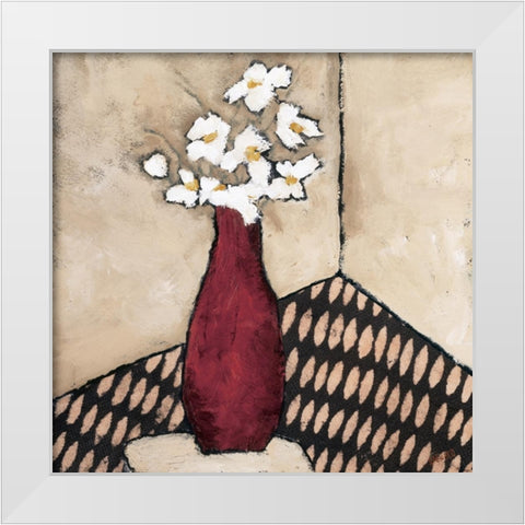Red Vase White Modern Wood Framed Art Print by Bagnato, Judi