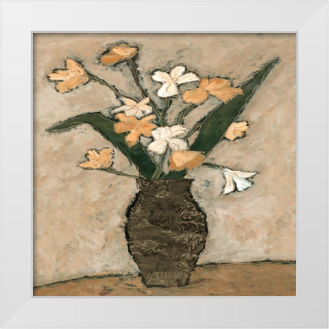 Yellow Flowers From B White Modern Wood Framed Art Print by Bagnato, Judi