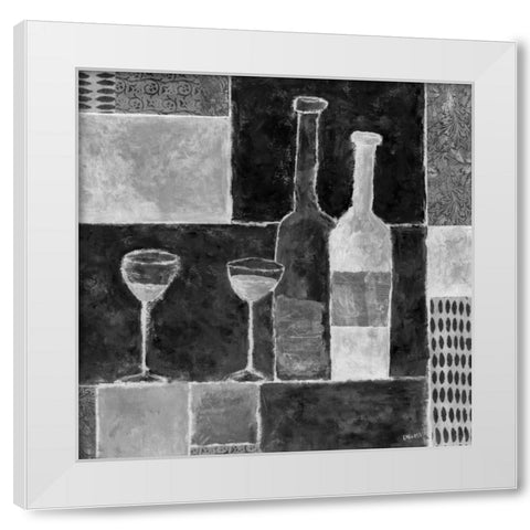 Wine for Two White Modern Wood Framed Art Print by Bagnato, Judi