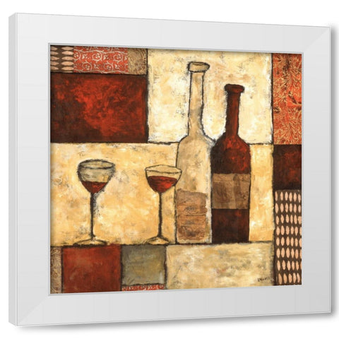 Wine for Two White Modern Wood Framed Art Print by Bagnato, Judi
