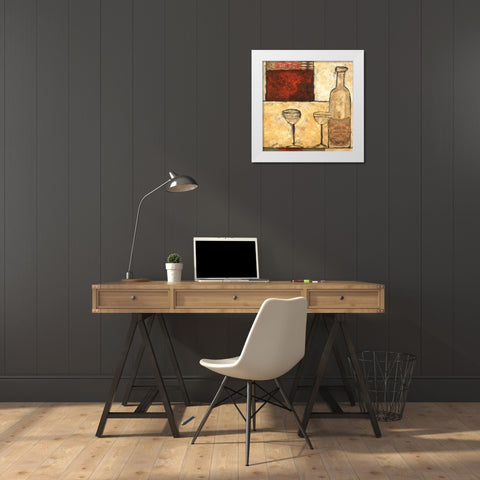 White Wine for Two White Modern Wood Framed Art Print by Bagnato, Judi