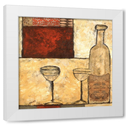 White Wine for Two White Modern Wood Framed Art Print by Bagnato, Judi