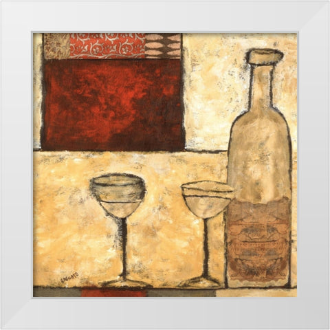 White Wine for Two White Modern Wood Framed Art Print by Bagnato, Judi