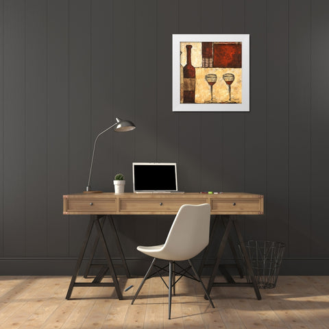 Red Wine for Two White Modern Wood Framed Art Print by Bagnato, Judi