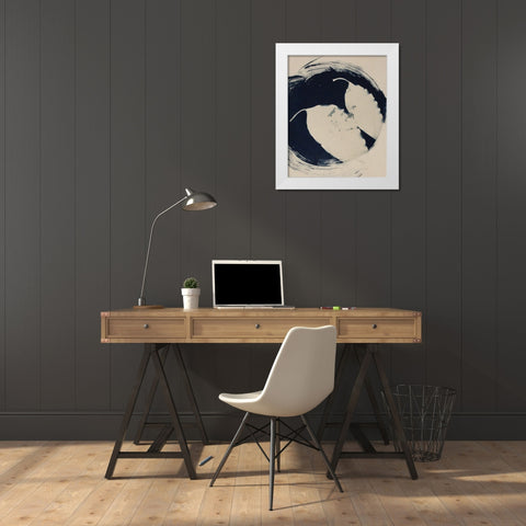Two Leaves White Modern Wood Framed Art Print by Blue