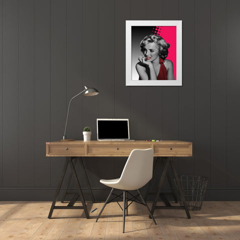 The Thinker in Red Dots White Modern Wood Framed Art Print by Consani, Chris