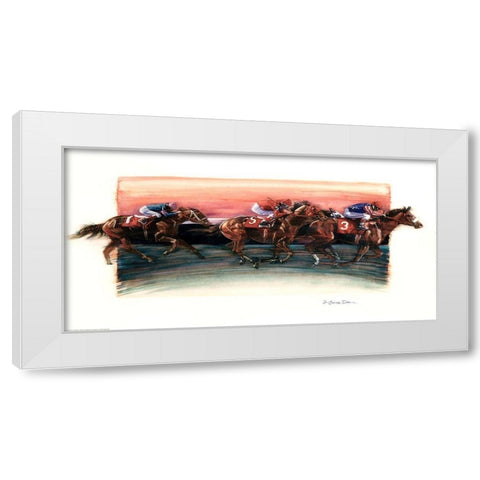 Horse Race White Modern Wood Framed Art Print by Dean, Bruce