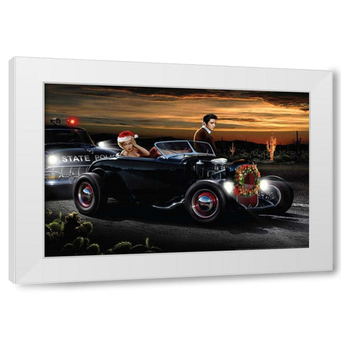 Joy Ride Christmas White Modern Wood Framed Art Print by Flint, Helen