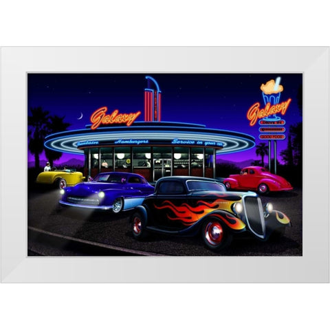 Galaxy Diner White Modern Wood Framed Art Print by Flint, Helen