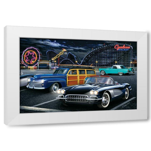 Cyclone Racer White Modern Wood Framed Art Print by Flint, Helen