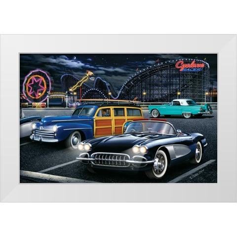 Cyclone Racer White Modern Wood Framed Art Print by Flint, Helen
