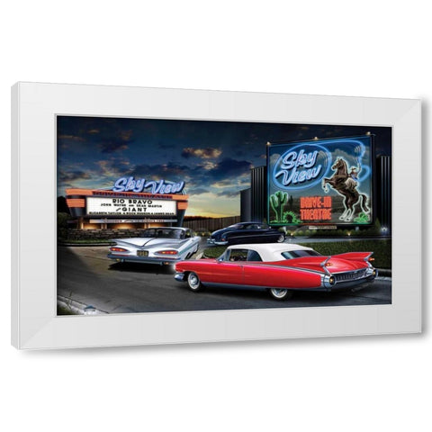Skyview Drive In White Modern Wood Framed Art Print by Flint, Helen
