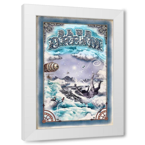 Blue Dream White Modern Wood Framed Art Print by Has