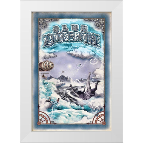 Blue Dream White Modern Wood Framed Art Print by Has