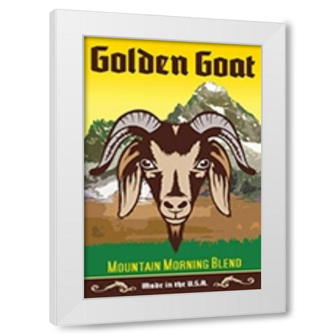 Golden Goat White Modern Wood Framed Art Print by Has