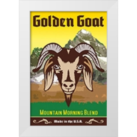 Golden Goat White Modern Wood Framed Art Print by Has