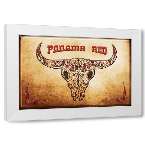 Panama Red White Modern Wood Framed Art Print by Has