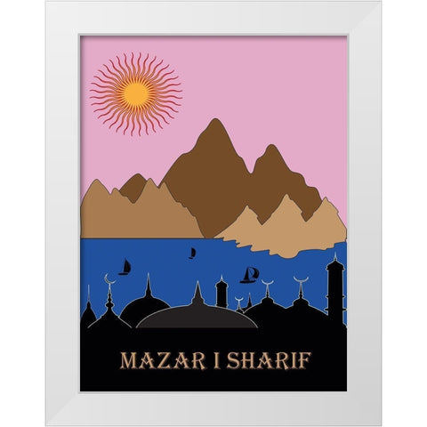 Mazar White Modern Wood Framed Art Print by Has