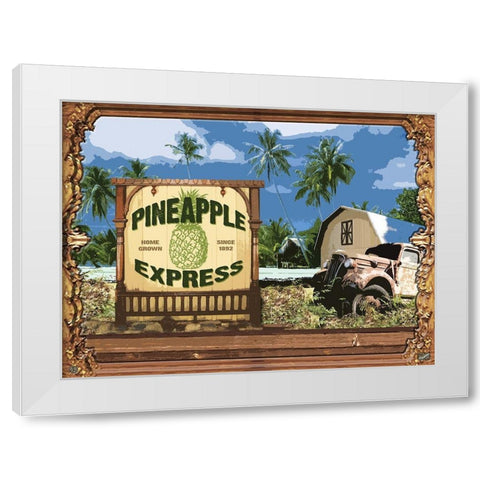 Pineapple Express White Modern Wood Framed Art Print by Has