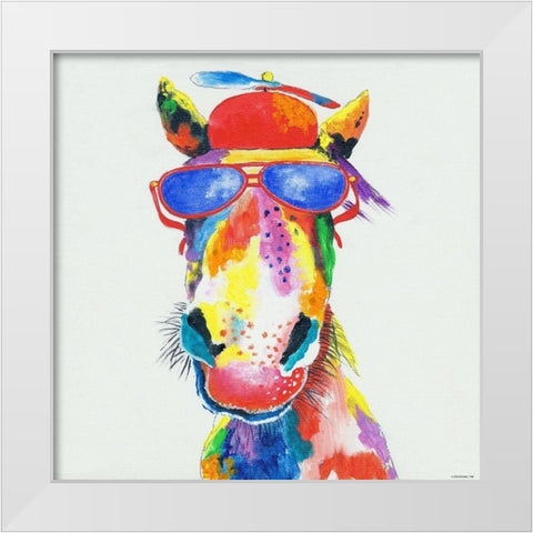 Horse White Modern Wood Framed Art Print by TBS