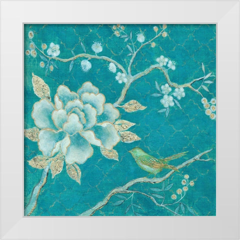 Birds and Blossoms 2 White Modern Wood Framed Art Print by Summers, Elle