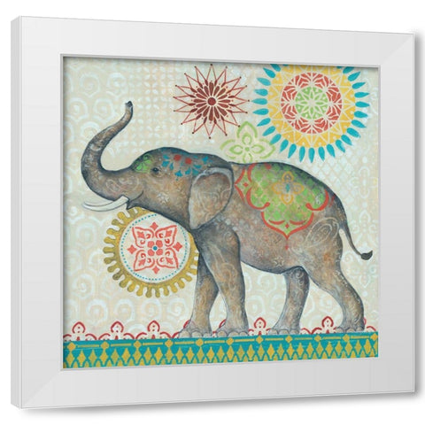 Elephant White Modern Wood Framed Art Print by TBS