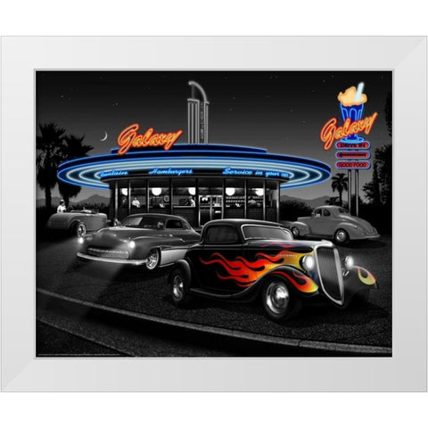 Galaxy Diner White Modern Wood Framed Art Print by Flint, Helen