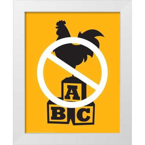 Cock Block White Modern Wood Framed Art Print by Brando, JJ