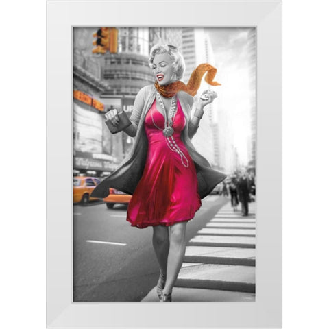 Marilyn In The City White Modern Wood Framed Art Print by Brando, JJ