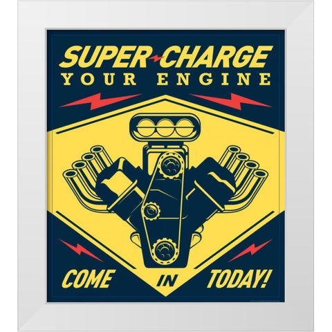 Super Racing White Modern Wood Framed Art Print by Brando, JJ