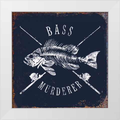 Bass Murderer White Modern Wood Framed Art Print by Brando, JJ