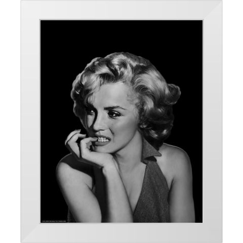 The Thinker - Marilyn Monroe White Modern Wood Framed Art Print by Michael, Jerry