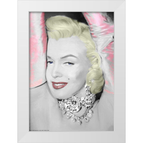 Diamonds are a Girls Best Friend White Modern Wood Framed Art Print by Michael, Jerry