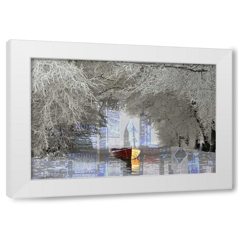 Skyline White Modern Wood Framed Art Print by Kat