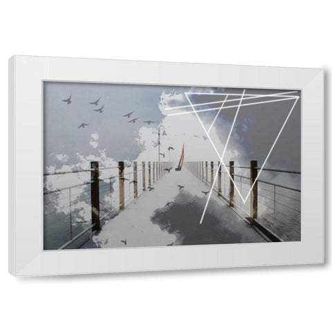Bridge White Modern Wood Framed Art Print by Kat