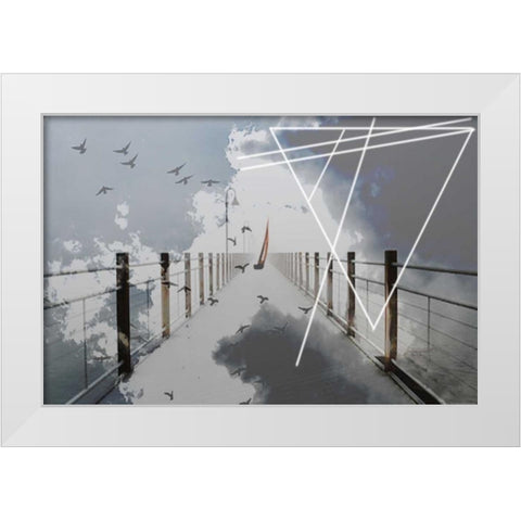 Bridge White Modern Wood Framed Art Print by Kat