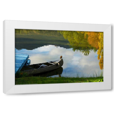 Lake Reflection White Modern Wood Framed Art Print by Linden, Sally