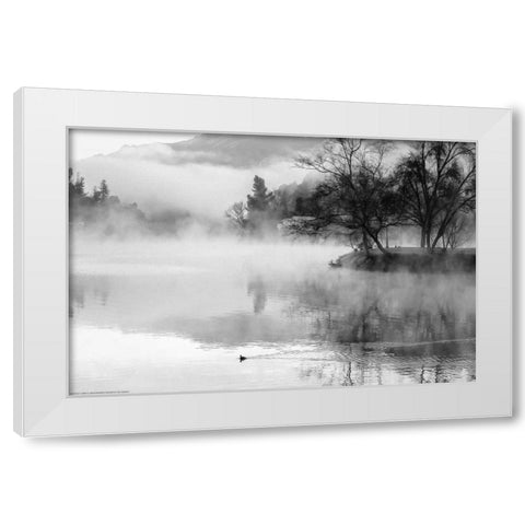 Fog On The Lake 2 White Modern Wood Framed Art Print by Linden, Sally