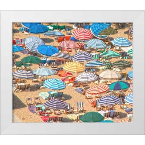 Umbrellas 1 White Modern Wood Framed Art Print by Linden, Sally