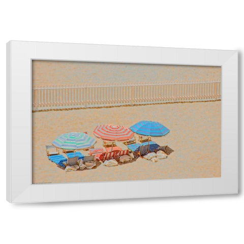 Umbrellas 3 White Modern Wood Framed Art Print by Linden, Sally