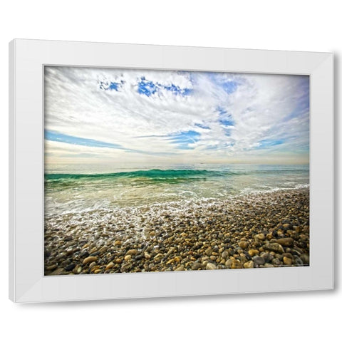 Emerald Wave White Modern Wood Framed Art Print by Linden, Sally