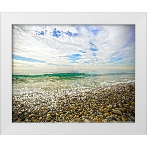 Emerald Wave White Modern Wood Framed Art Print by Linden, Sally