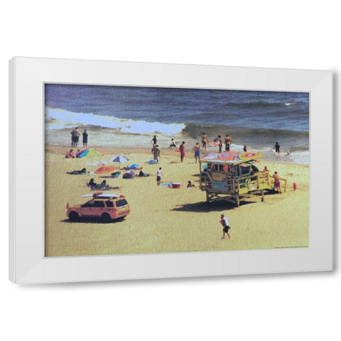 Beach White Modern Wood Framed Art Print by Linden, Sally