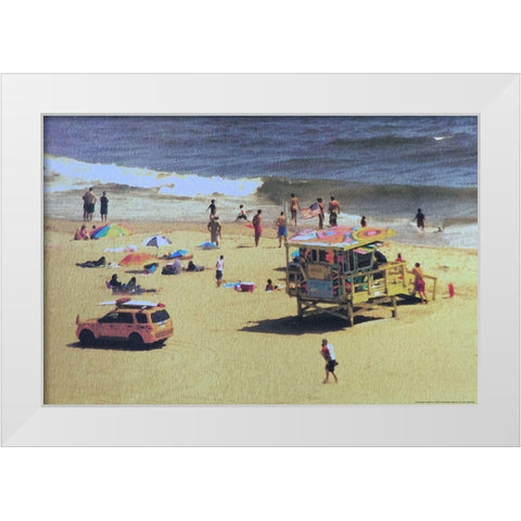 Beach White Modern Wood Framed Art Print by Linden, Sally