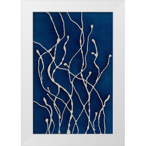 Blue Ferns White Modern Wood Framed Art Print by Van, Laura