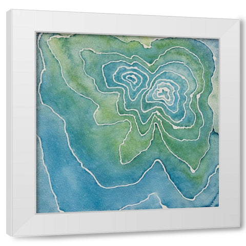 Green Mask White Modern Wood Framed Art Print by Van, Laura